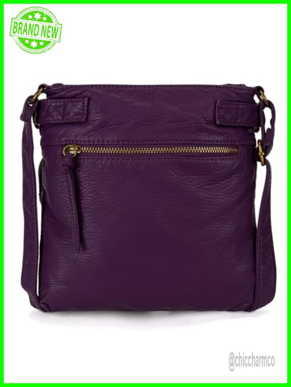 Washed PU Leather Crossbody Bag Multi Pocket Adjustable Strap Western - Picture 4 of 6
